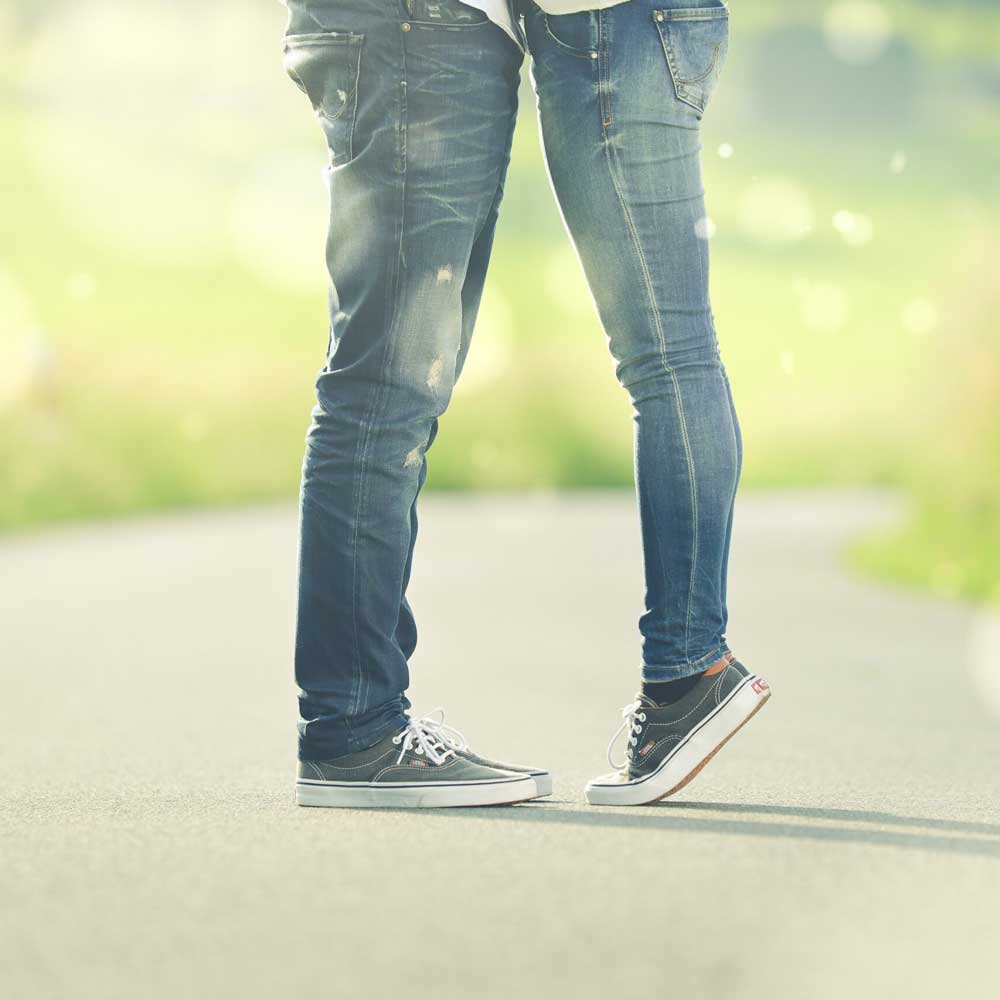Couple standing close together